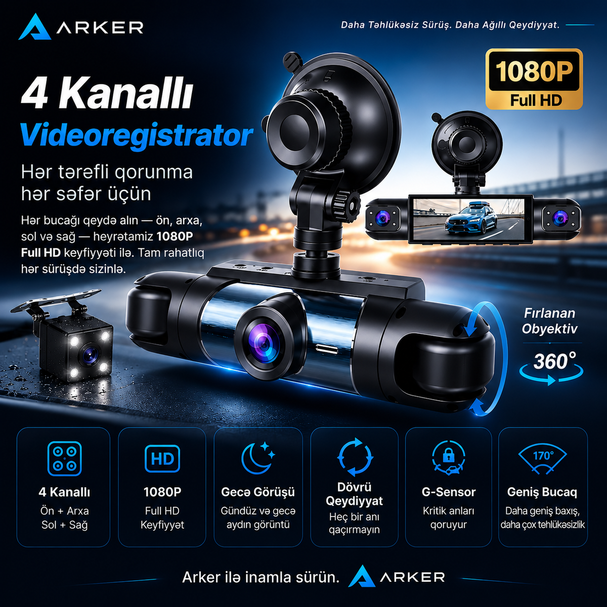 Arker Vision 4 — 4 Kanallı Full HD Videoregistrator