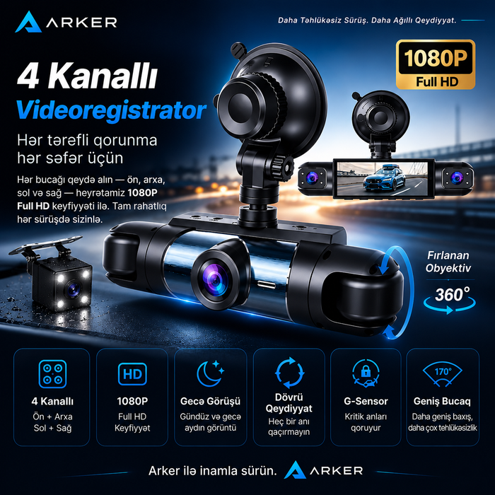 Arker Vision 4 — 4 Kanallı Full HD Videoregistrator