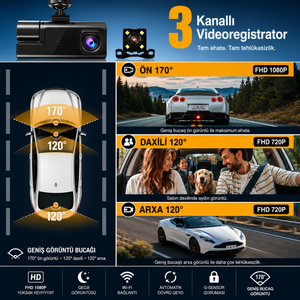 Arker Vision X3™ — 3 Kanallı Ağıllı Videoregistrator